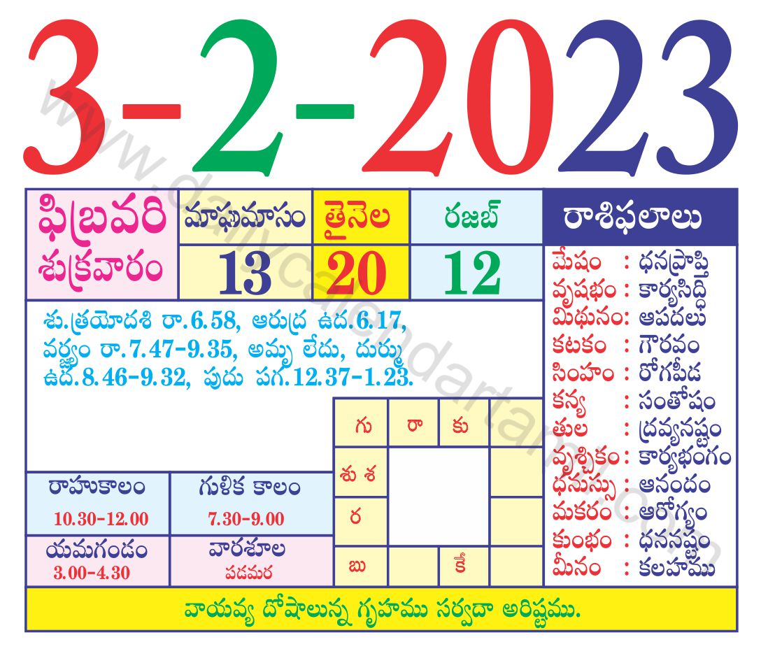 Telugu Calendar February 2023 Festivals తెలుగు క్యాలెండర్